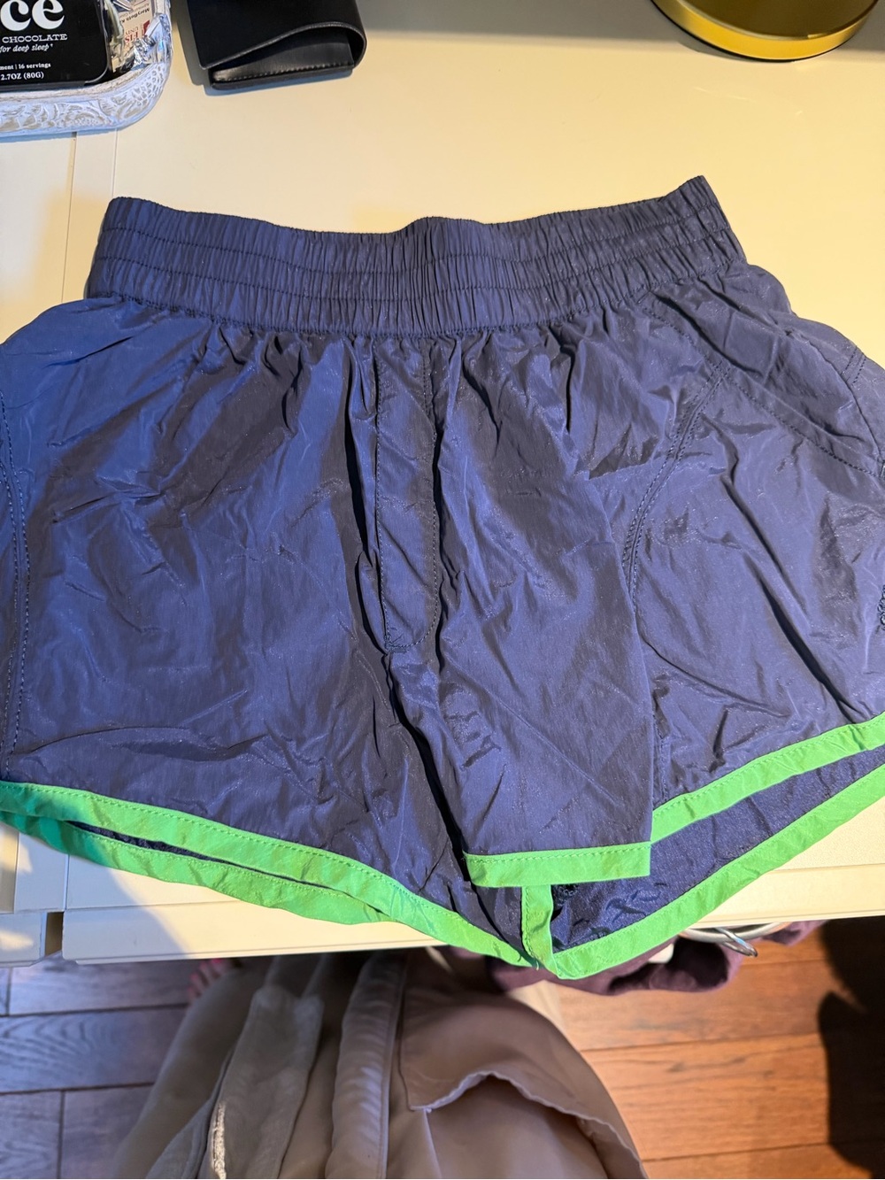 FP Movement by Free People Navy Athletic Shorts with Lime Trim